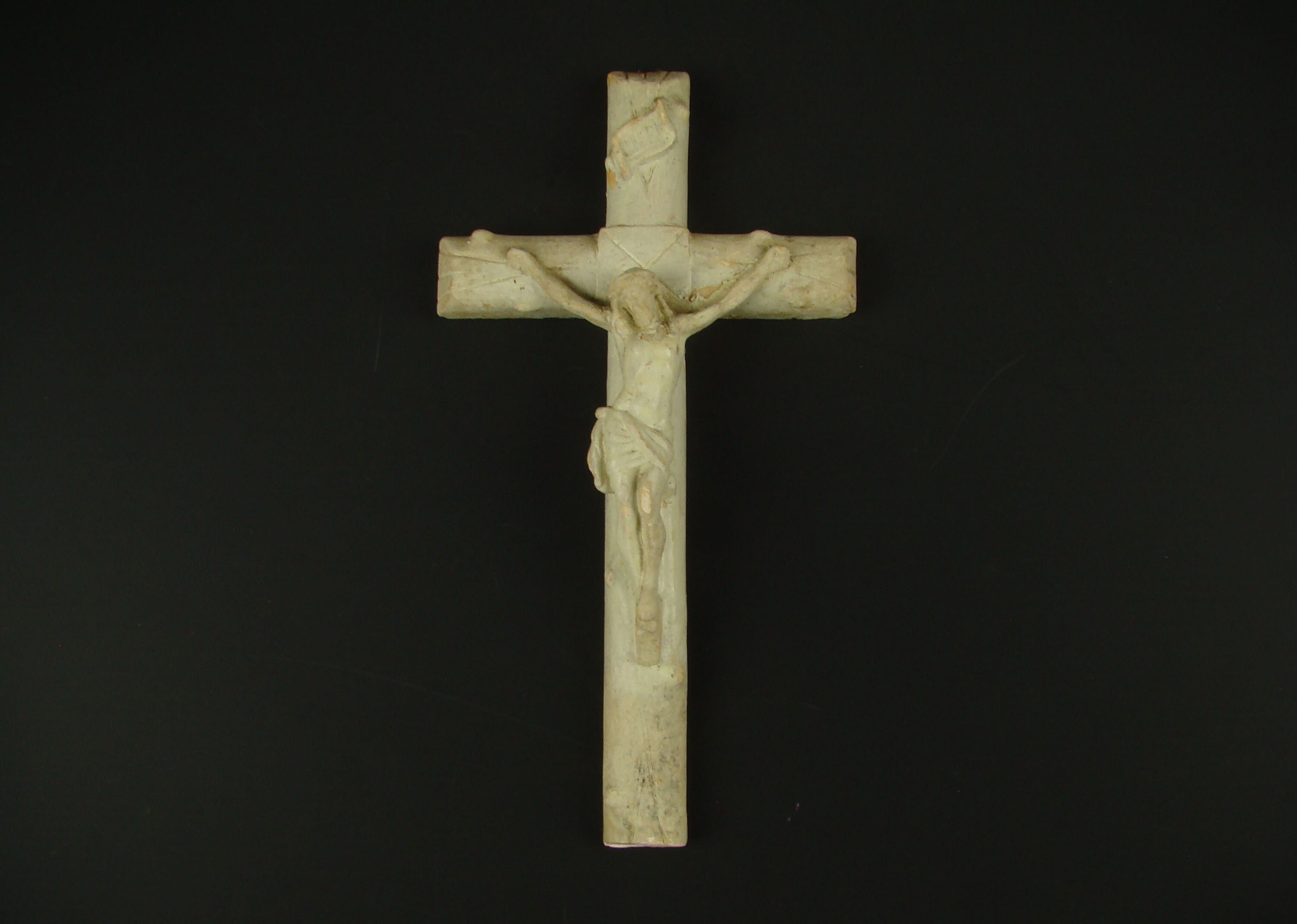 Crucifix en Plâtre Vintage Début 1900, Croix Religieuse Blanc, Crucifix Mural Ancien, Jésus sur La C