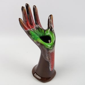 Vintage hand-shaped jewelry holder, Vallauris ceramic hand ring holder, Hand shaped bud vase, Unique gift for women, Vintage bathroom decor