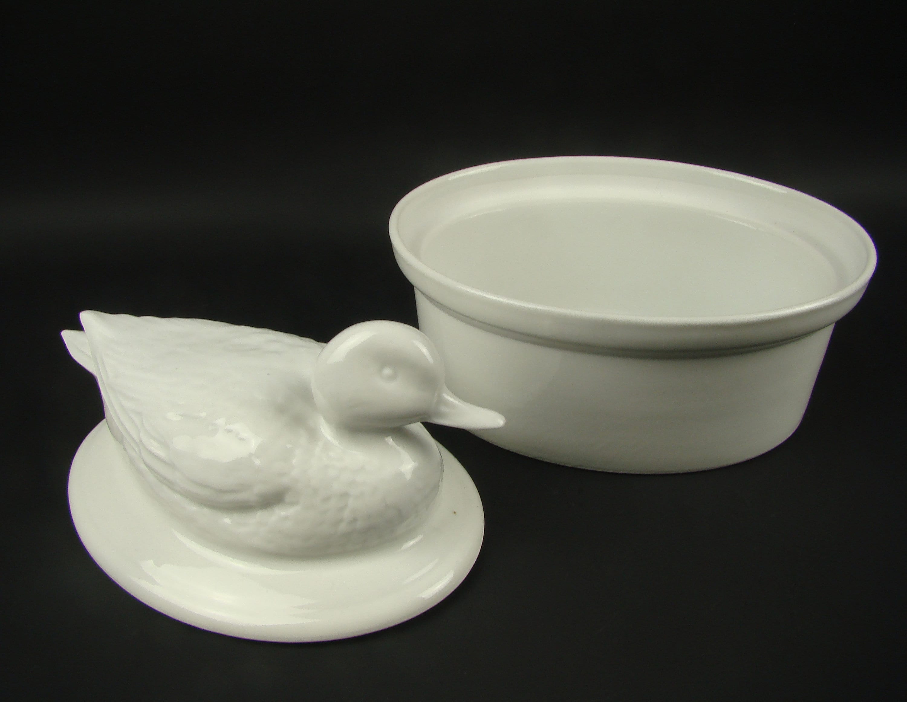 Apilco Porcelain Tureen Duck Pate Tureen in White Porcelain Etsy