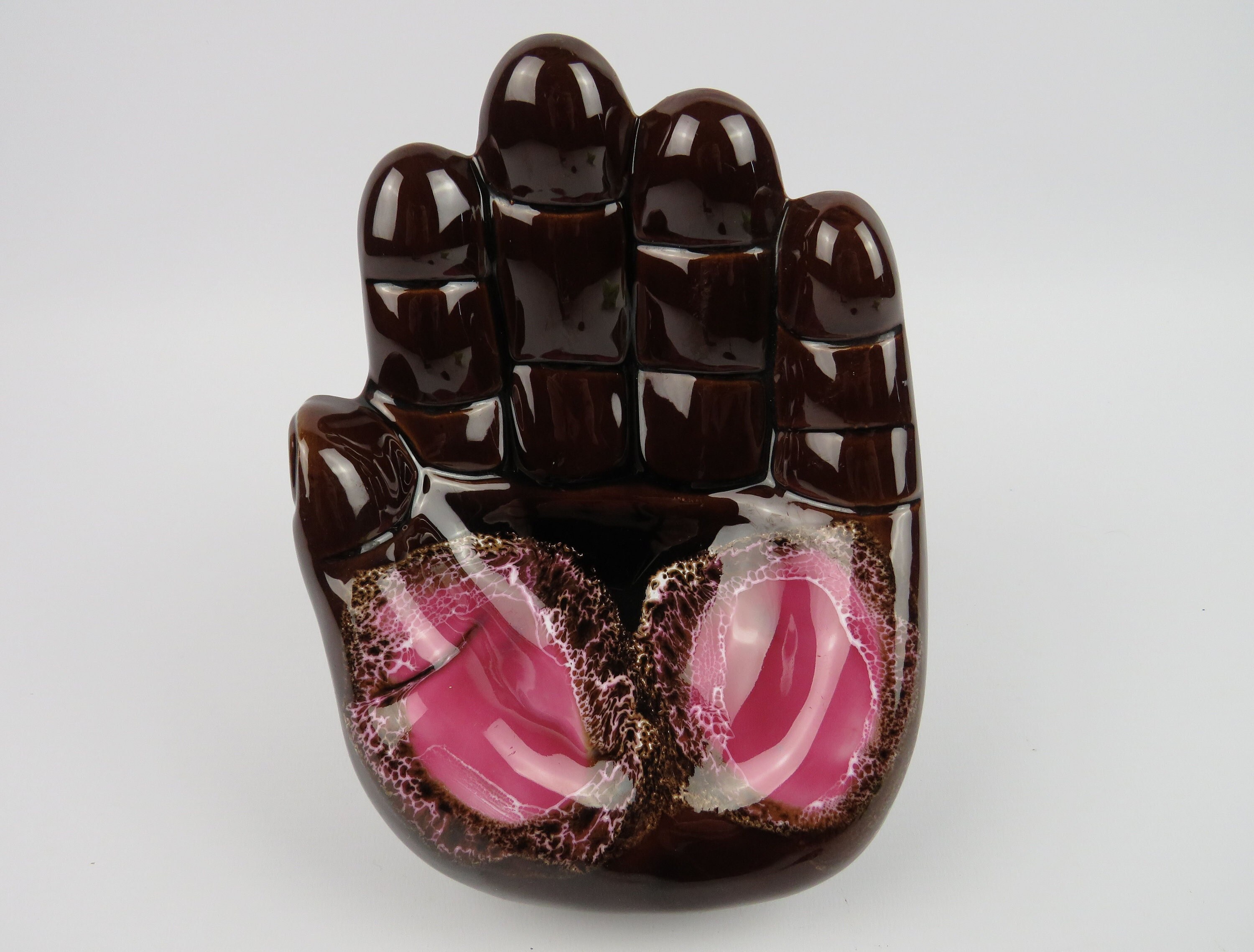 Main Vide Poche Cendrier en Céramique de Vallauris, Poterie Moderniste Forme Main, Grosse Main Géant