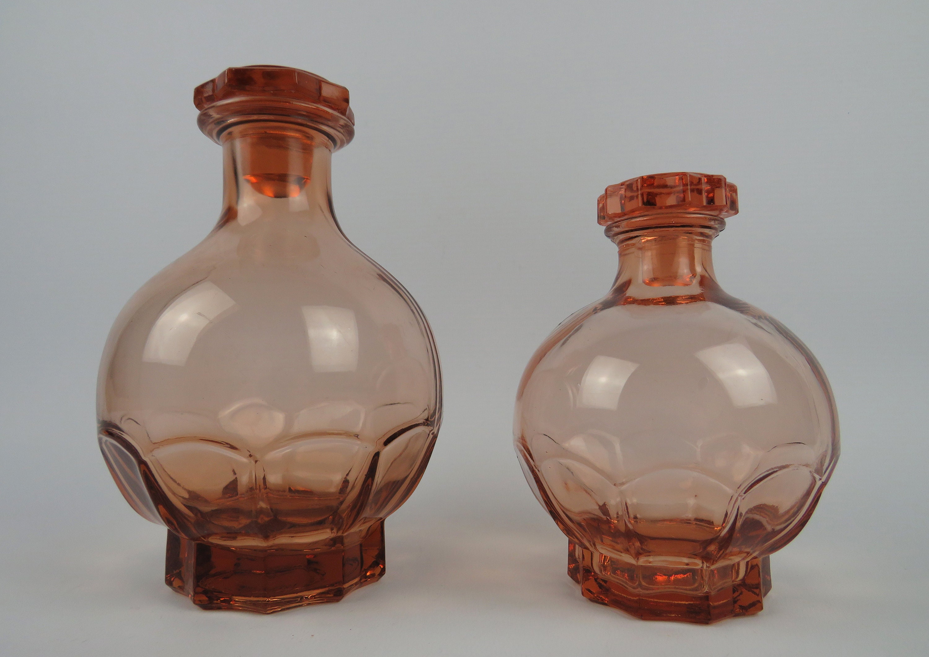 French pink glass decanters Pink depression glass decanters Etsy