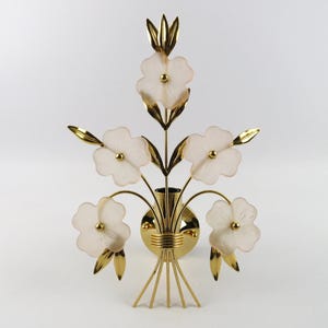 Banci Firenze Italy wall sconce, Gilt metal sconce with Murano glass flowers, Italian design sconce, Florentine floral wall light