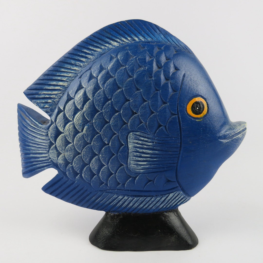 Blue Fish Sculpture For Front Door Decoration