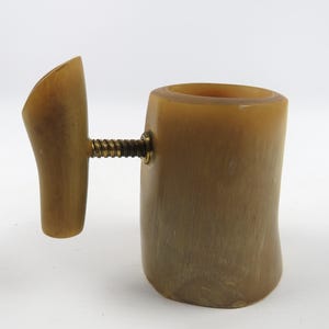 Vintage horn and brass nutcracker, manual screw nutcracker, vintage bone kitchen utensil, decorative table accessory