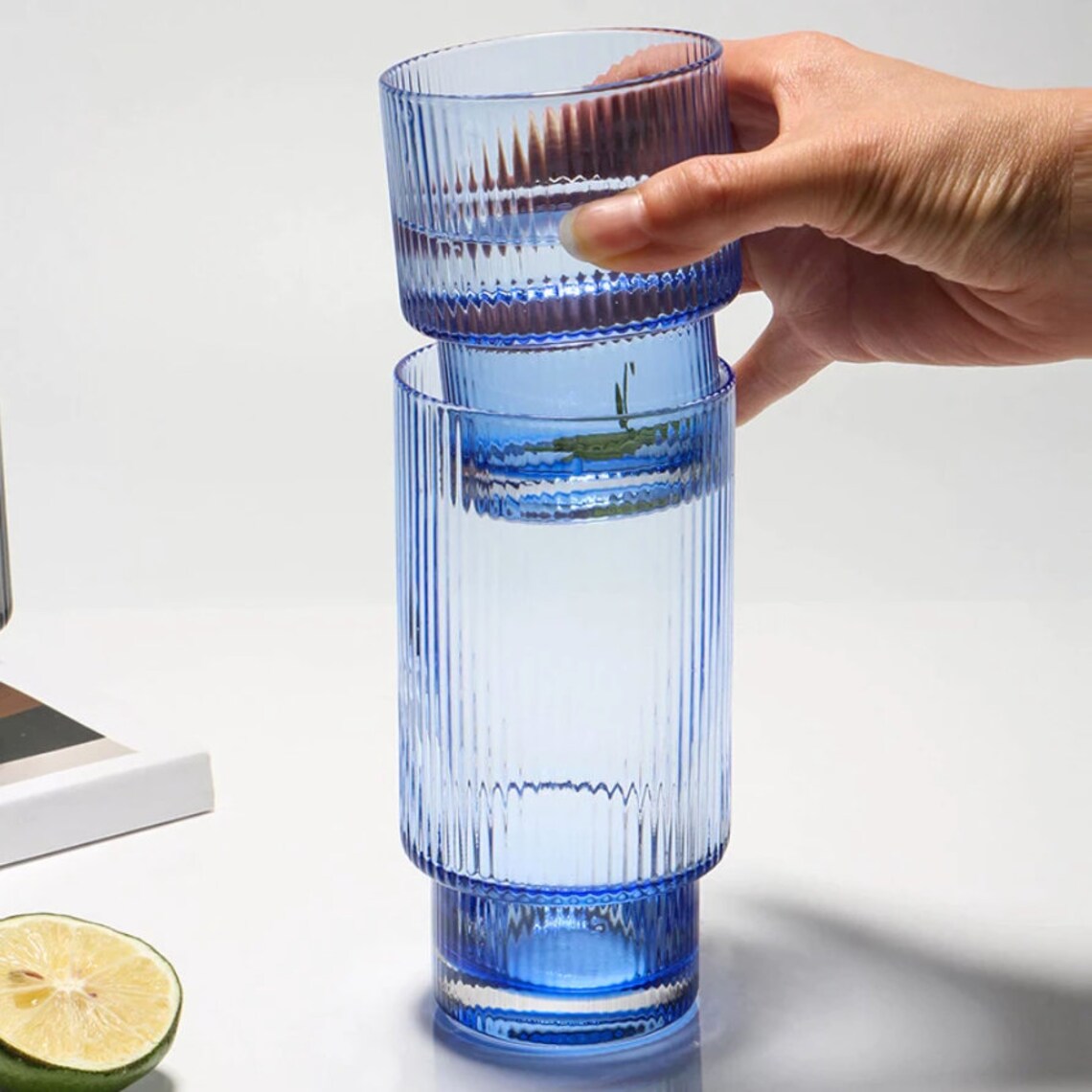 Ribbed Carafe Set Bedside Carafe Glass Pitchers Decanters Etsy