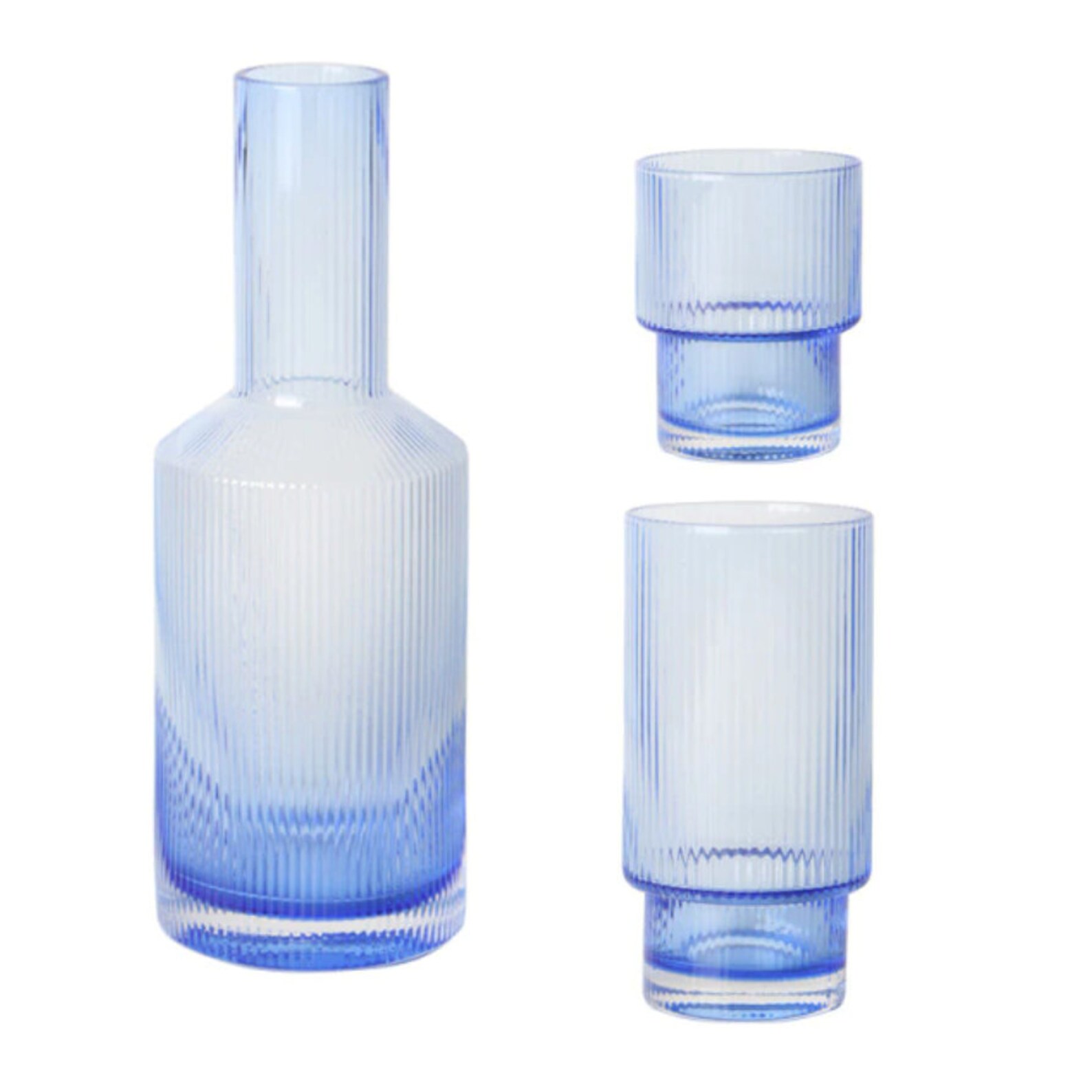 Ribbed Carafe Set Bedside Carafe Glass Pitchers Decanters Etsy
