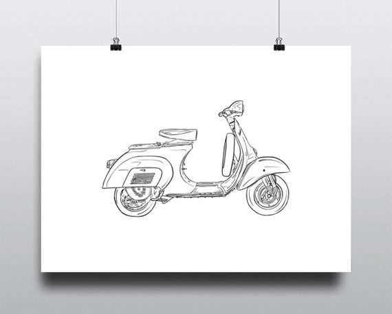 Vespa Art Print Vespa Wall Art Scooter Art Print Vespa Side Etsy