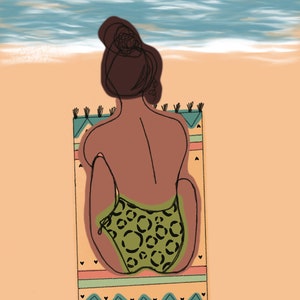 Chica de vacaciones en la playa Obra de arte digital