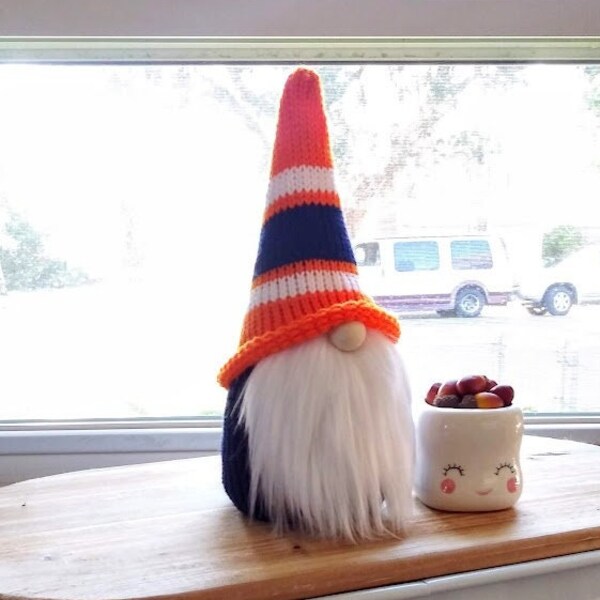 Denver Broncos Gnome, NFL  team good luck charm, football decor, gift for him. Orange. Handmade gift