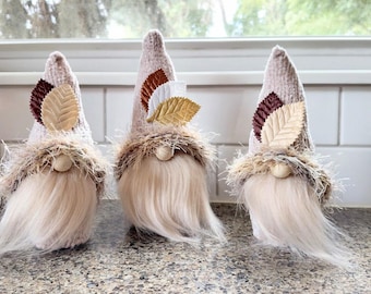 Handmade Beige Gnome: Scandinavian Tomte Fall Decor - 7"-8"