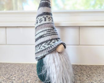 Fair Isle Knit Christmas Gnome: Plush Nordic Tomte Decoration
