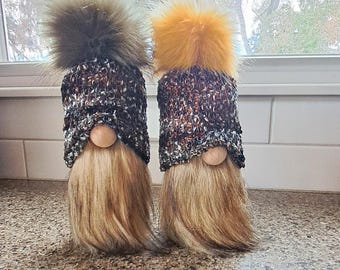 Farmhouse Gnome with Fuzzy Pom Pom Hat: Country Cottage Decor