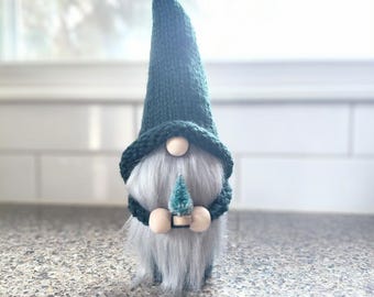 Dark Green Handmade Nordic Gnome: Scandinavian Tomte Winter Decor