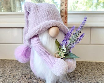 Lavender Flower Gnome: Purple Spring Summer Decor