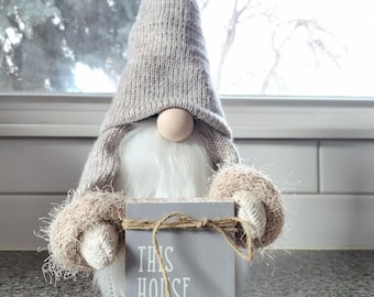 Handmade knitted Gnome: Scandinavian Tomte plush Decor