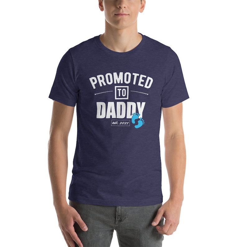 Mens Vintage Promoted to Daddy 2021 New Dad Baby Boy Tshirt Etsy