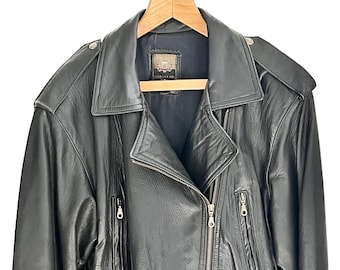 Vintage Black Leather Motorcycle Jacket