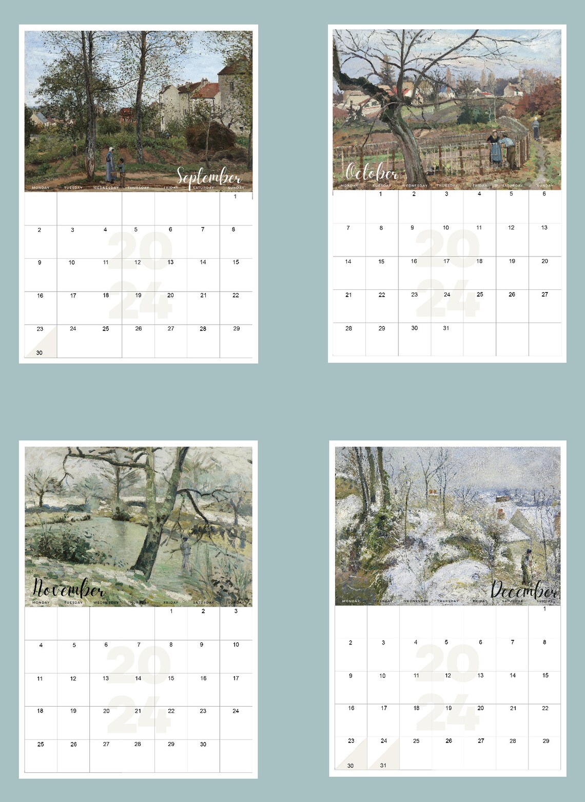 2024 Calendar. Large Size Desk Calendar. Christmas Gift. New Year Gift