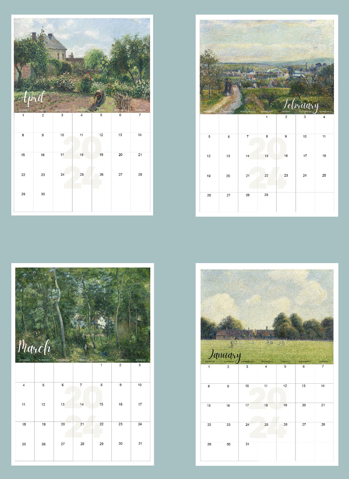 2024 Calendar. Large Size Desk Calendar. Christmas Gift. New Year Gift