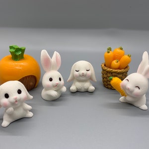 Fairy Garden Accessories, Bunny Set, Fairy Garden Kits, Mini Fairy Garden Supplies, Mini Garden,fairy garden miniatures,Waterproofed,resin