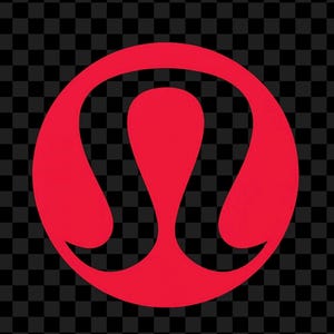 May include: A red logo featuring a stylized design within a circle. The design has a central elongated shape with curved elements on either side, all in a vibrant red color. The background is a black and gray checkered pattern.