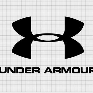 May include: Black Under Armour logo on a white grid background. The logo is a stylized letter "U" with two curved shapes on top and bottom, connected by a horizontal oval. The brand name "UNDER ARMOUR" is printed below the logo.