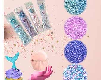 8 oz Mermaid Under the sea edible sprinkles blended mix, confetti cake cupcake cookies decoration, Baby Shower, Gender reveal.