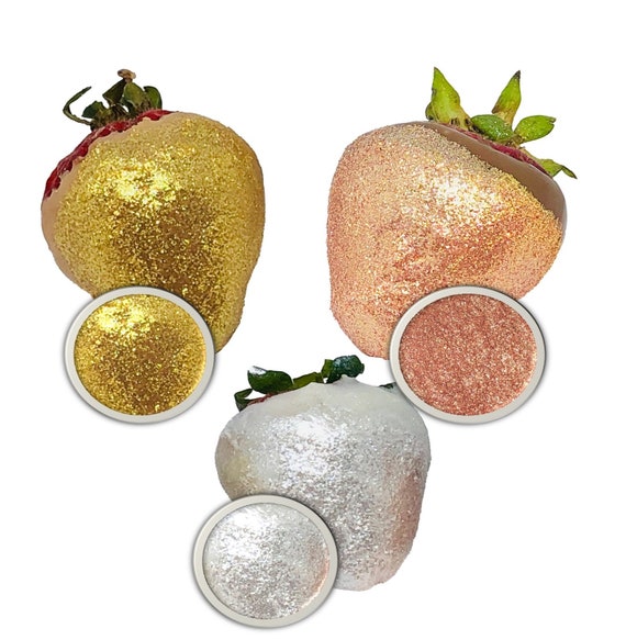 Edible Glitter Pack 5 Gram Each Color rosegold, Silver and Gold for Cake  Decoration, Strawberry Chocolate Covered Champagne, Drinks & More 