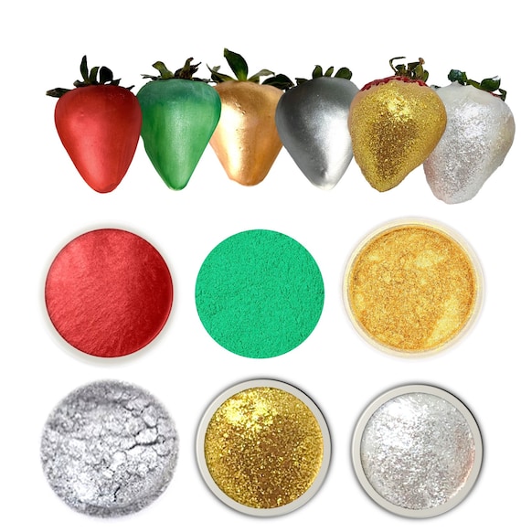Christmas Edible Glitter Shimmer & Edible Luster Dust Set for Strawberries  Cake Cupcake Decoration 6 Colors Set. Food Chocolate Paint. 