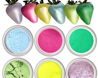 Essbare Disko Luster Staub Set 6 Farben Kuchen Dekoration Zubehör / Fondant Schokoladenfarbe Färbung Lebensmittel Puder Sugarcraft je 5 gr Gummipaste