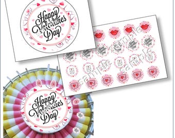 Valentines Day Edible image cake topper for jelly art, Impresiones y transferencias para gelatinas Gelapaletas, papel de arroz o papel bond
