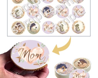 Mother's Day edible image cupcake, Oreo cookies topper, Icing sheets/Baby shower edible decoration 2" round 15 circles Precut.