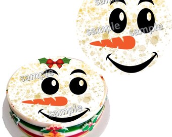 Snowman Christmas Edible image cake topper for jelly art, Impresiones y transfer para gelatinas Gelapaletas papel de arroz o papel bond