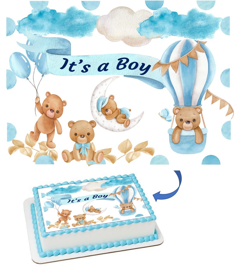 TEDDY BEAR Image Cake Topper- Birthday BEAR Edible Cake Topper Icing ...