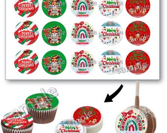 Christmas edible topper for Oreo chocolate covered, cookies, cupcakes and candies 15pc for cookie decoration. 2"each PRECUT