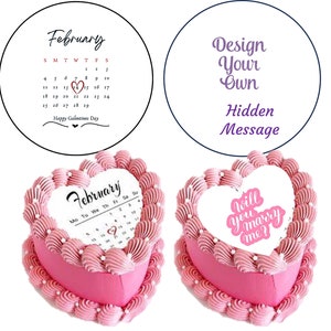 Burn away cake, edible images with hidden message, Valentine heart love.  CUSTOMIZE your message.