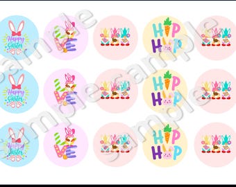 Easter edible topper Oreo chocolate covered 15pc for cookie decoration Bunny eggs rainbow pastel colors, cute bunny Pascua. 2"each PRECUT