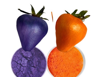Violet & Orange Poussière de lustre comestible pour la décoration de gâteaux, 5 gr Chaque fraise chocolat recouvert / colorant en poudre fondante Nourriture de peinture, 2 PACK