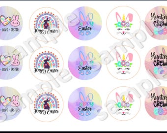 Easter edible topper Oreo chocolate covered 15pc for cookie decoration Retro Bunny  rainbow pastel colors, cute bunny Pascua. 2"each PRECUT