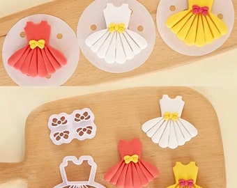 Ballerina stamp cookie cutter set, fondant mold, fondant stamp, cookies supplies. “Ballerina dress and bow ”.