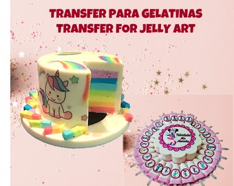 Edible image cake topper for jelly art, Impresiones y transfer para gelatinas Gelapaletas papel de arroz o papel bond