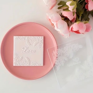 Acrylic cookie cutter embosser, fondant mold, fondant stamp, cookies supplies.” Love cursive”