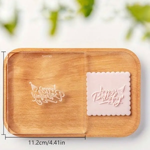 Happy Birthday stamp Acrylic cookie cutter embosser, fondant mold, fondant stamp, cookies supplies. “Cursive letters ”