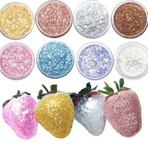 100% Edible Glitter for cake decoration set 8 pack  to use on cupcake,strawberry ,chocolate, rolled fondant, cookies, drinks and more
