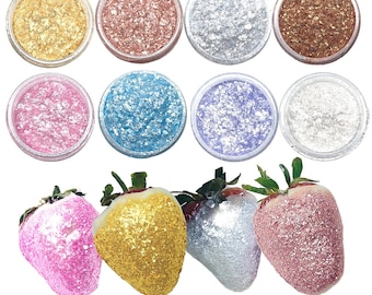 Lot de 8 paillettes 100 % comestibles pour décoration de gâteau à utiliser sur cupcake, fraise, chocolat, fondant roulé, biscuits, boissons et plus encore.