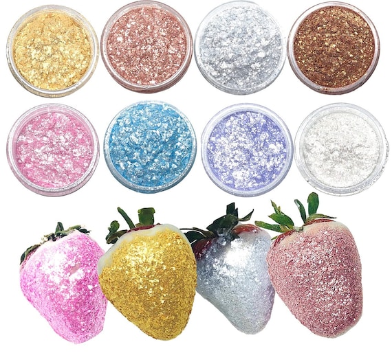 100% Edible Glitter for Cake Decoration Set 8 Pack to Use on  Cupcake,strawberry ,chocolate, Rolled Fondant, Cookies, Drinks and More 