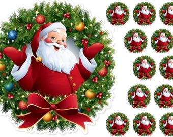 Merry Christmas Edible image topper for jelly art, Impresiones y transfer para gelatinas Gelapaletas waffer or Bond paper 7" and 12 small