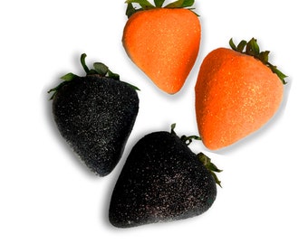 Noir & Orange Paillettes comestibles pour la décoration de gâteaux, 5 gr Chaque fraise chocolat recouvert / fondant poudre colorant Peinture nourriture, 2 PACK