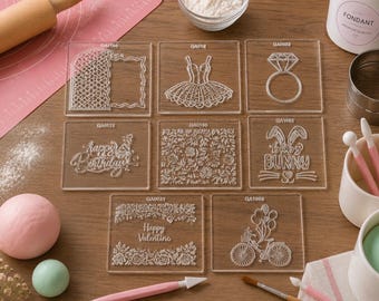 Fondant Cookie Cutter Embosser Set Baby Showers, Birthdays Weddings  Cookies mold decoration tools