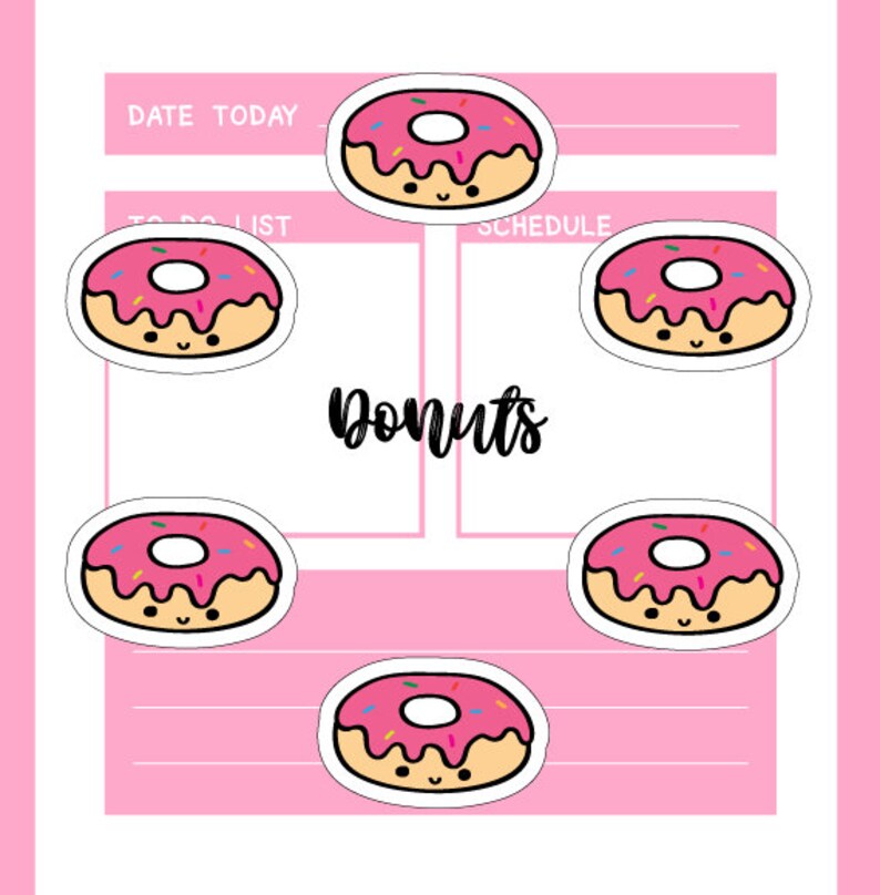 F050 Donuts Planner Stickers Hand-drawn Clip Art Instant - Etsy